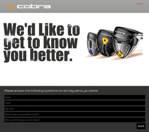 Cobra Golf Data Capture Landing Page